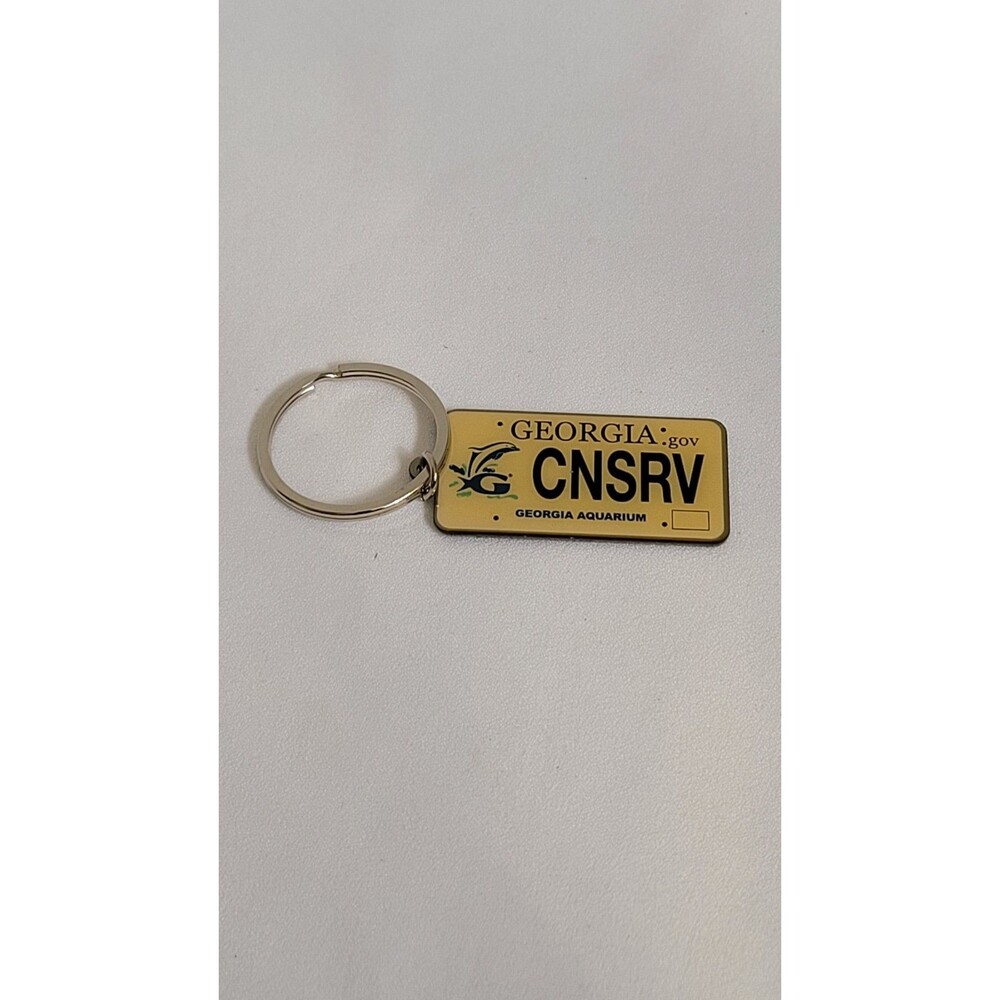 Georgia Aquarium Dolphin Metal Keychain Souvenir Pre Owned Blue And White